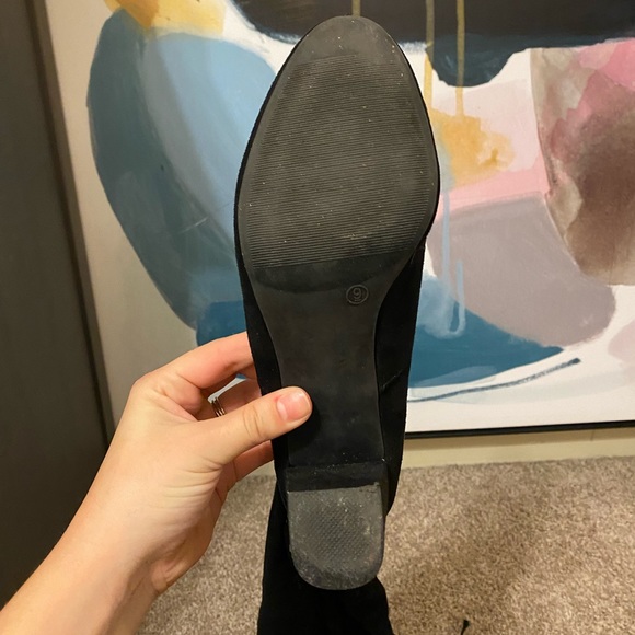 Francesca’s | Black Faux Suede Over the Knee Heeled Boots. - Picture 9 of 11